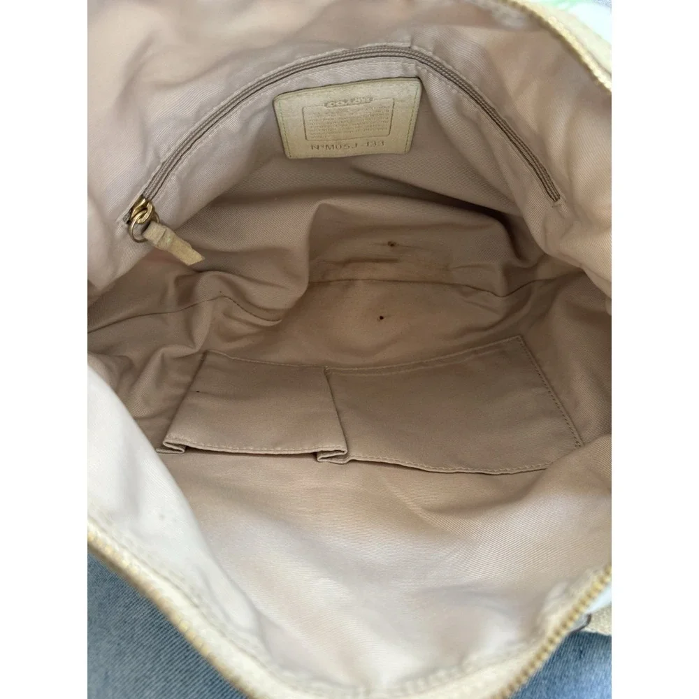 VTG Coach Hampton Scribble White Pastel Fabric Hobo Purse Shoulder Bag Y2K